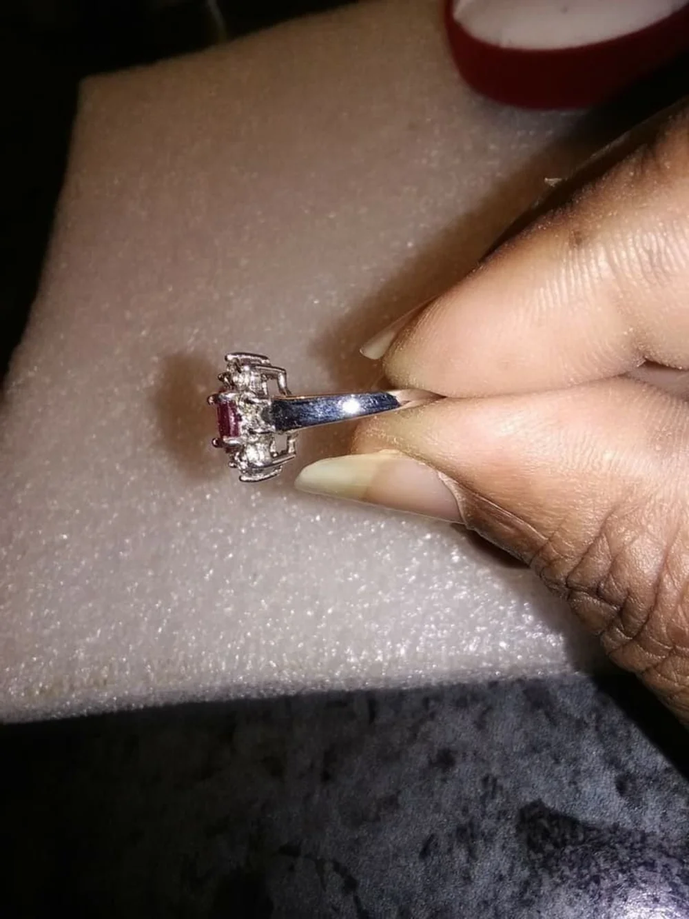 Sterling Silver Ruby & White Topaz Ring elegant silver
